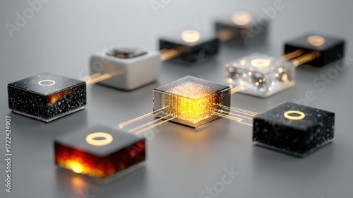 Abstract digital network of interconnected data cubes