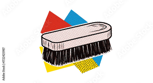 Pop Art Style Cleaning Brush with Black Bristles