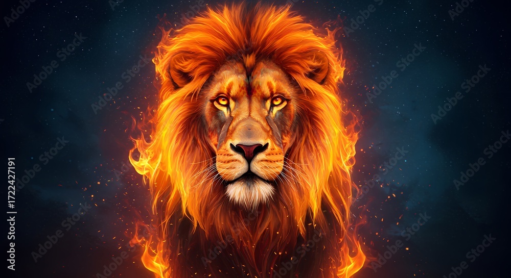 Fototapeta premium Fiery lion portrait
