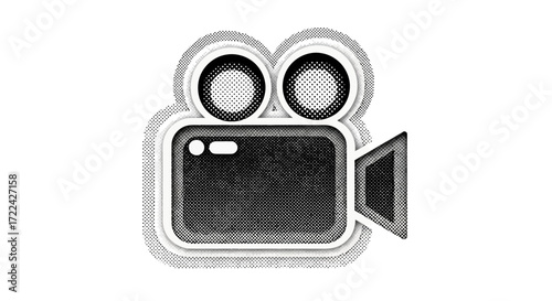 Vintage Film Camera Icon in Halftone Style