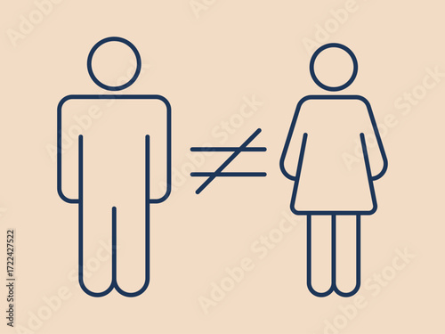 Gender discrimination icon. Social issues problems icon. Simple vector illustration in modern thin line style. Vector illustration.