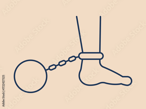 Forced labour icon. Social issues problems icon. Simple vector illustration in modern thin line style. Vector illustration.