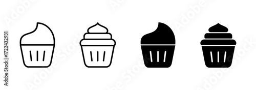 Cup cake icon vector. Cup cake sign and symbol