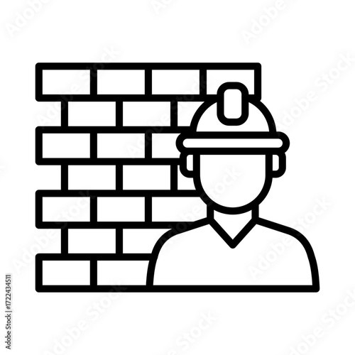 Builder Icon Vector Illustration Line Version