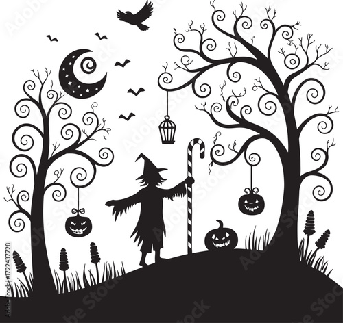 Halloween night background vector illustration design