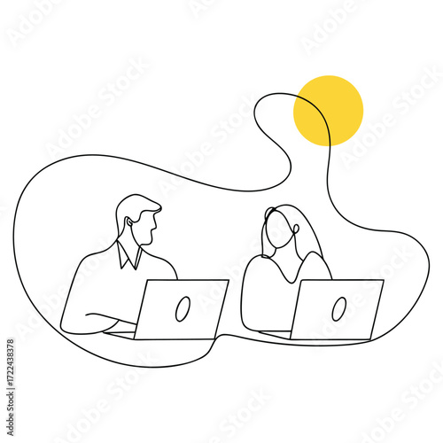 Two People Working Together on Laptops Remote Work