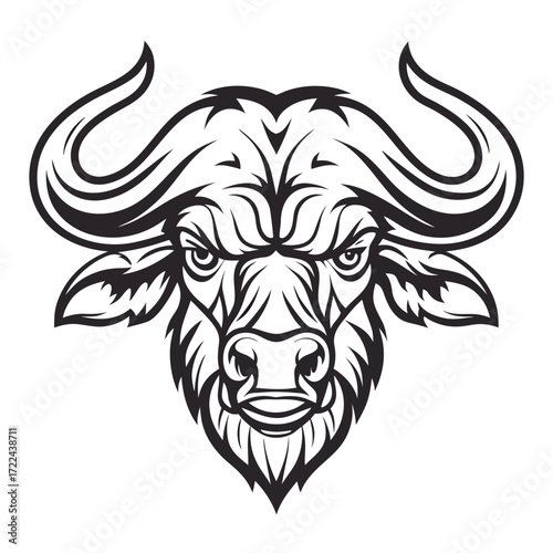 Fierce Cape Buffalo Head Mascot Design