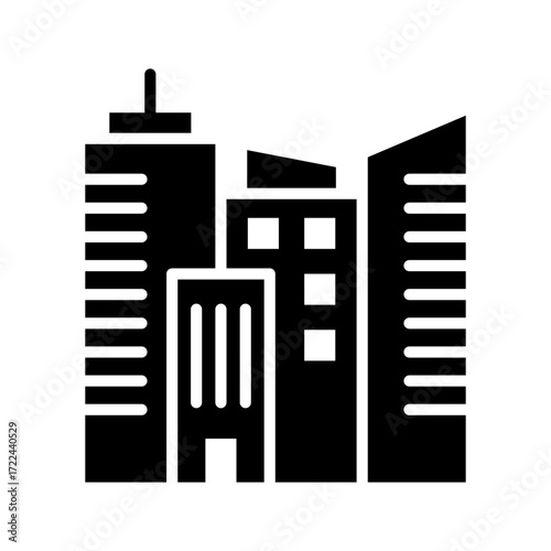 Town Icon Vector Illustration Glyph Version