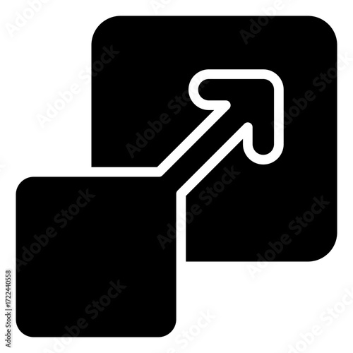 Growth Arrow Glyph Black Silhouette Icon Design Vector - Square with arrow pointing upward, symbolizing growth, progress, and business development
