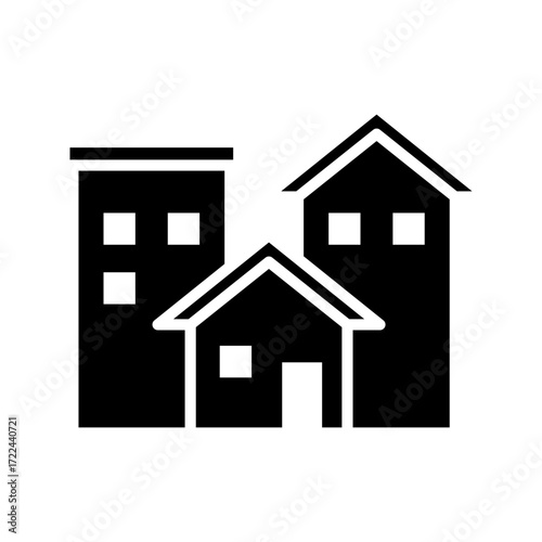 Residential Icon Vector Illustration Glyph Version