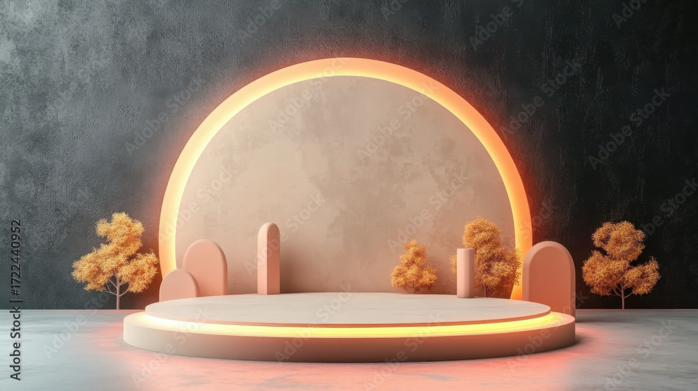 Fototapeta premium platform podium with curtain product presentation background