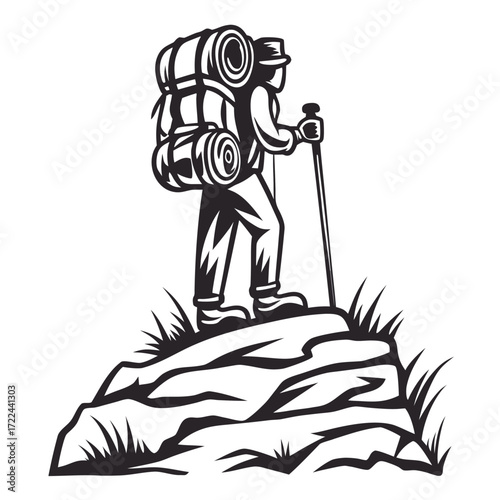 Solo Hiker Stands Victorious on Mountain Summit