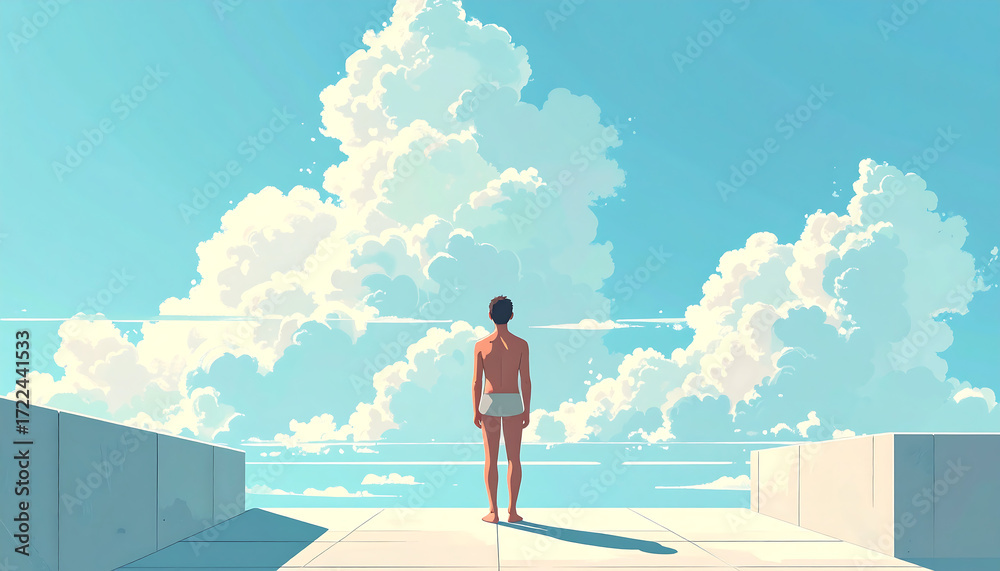 Obraz premium Person watching clouds from rooftop