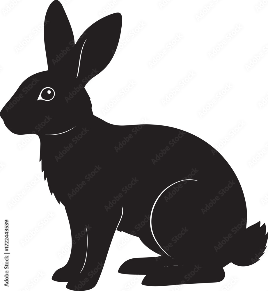 Fototapeta premium Jumping Rabbit Silhouette Vector Illustration