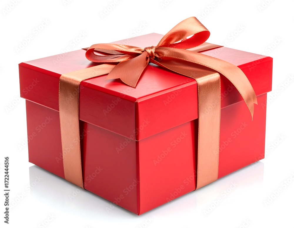 Obraz premium A red gift box with a gold ribbon