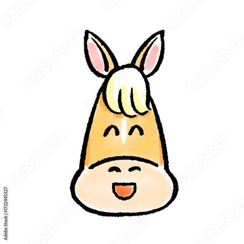 笑顔の馬の顔の手書きイラスト