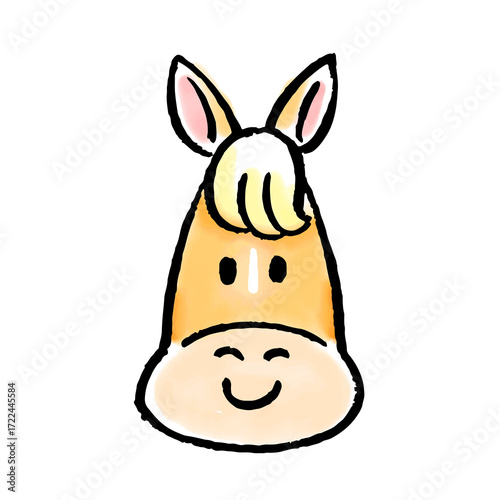 正面の馬の顔の手書きイラスト