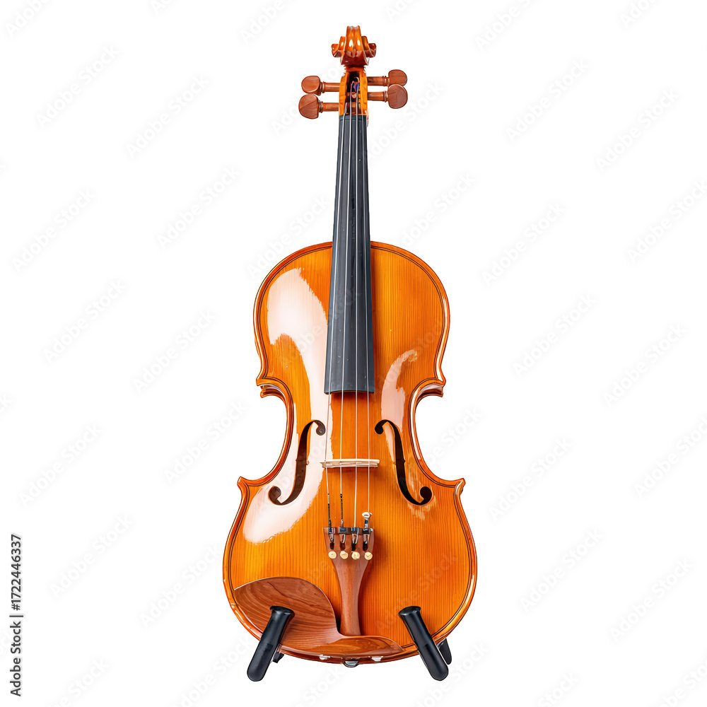 Fototapeta premium Detailed Studio Shot of a Wooden Violin Instrument on transparent background. Ai Generated Images