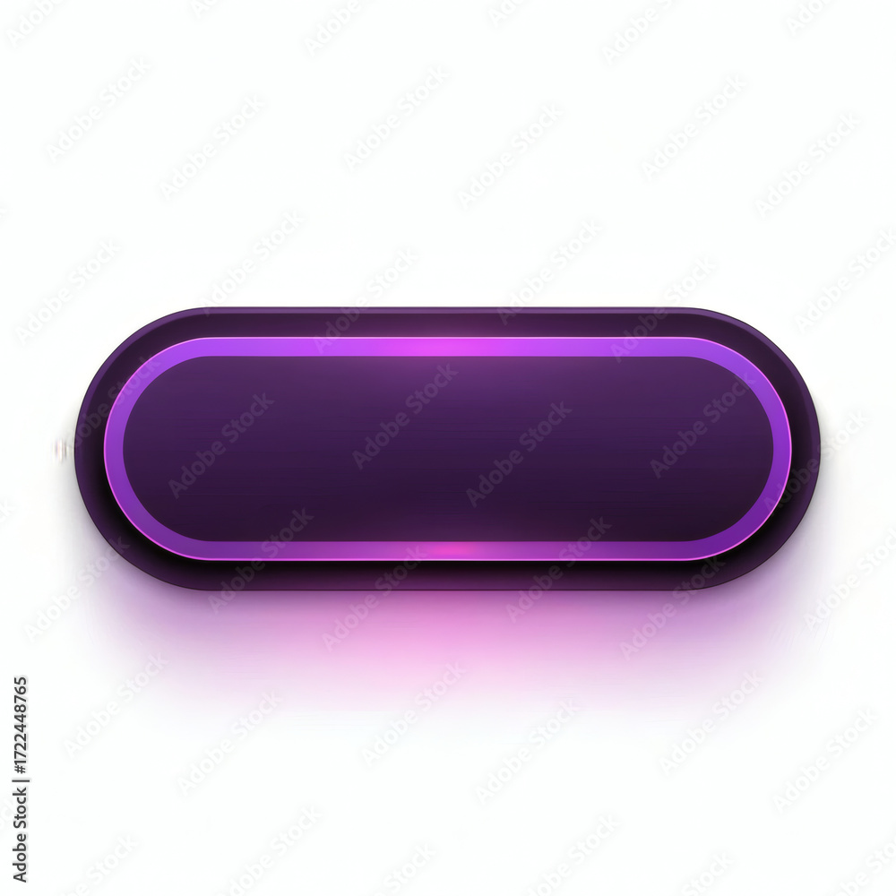 Neon Purple 3D Button with Glow Effect – Futuristic UI Design Element Isolated on White