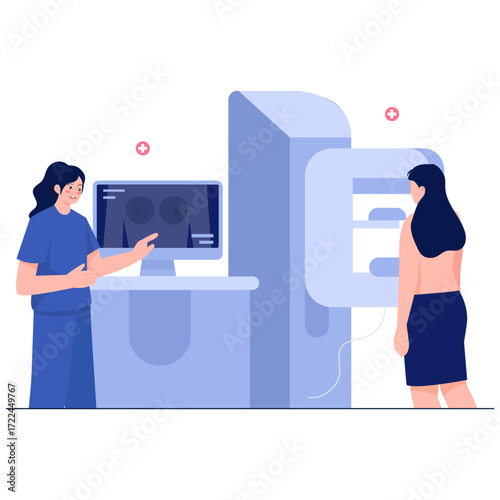 Medical screening with doctor and patient by MRI