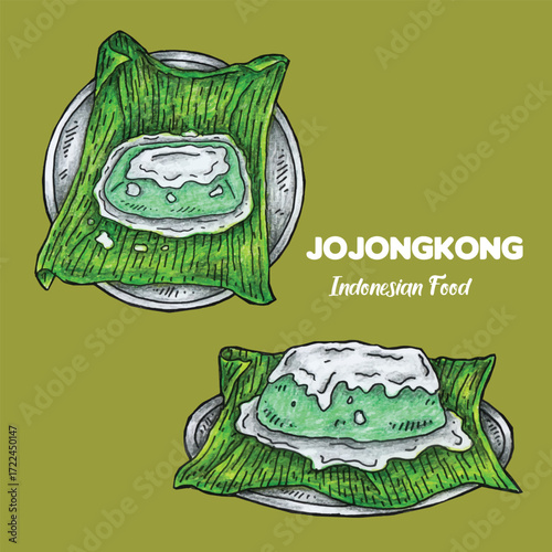 Adobe Illustrator Artwork Hand-drawn illustration design of Indonesian dessert Jojongkong