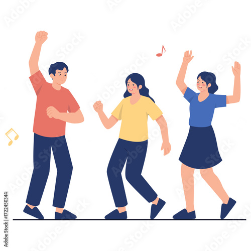 People dancing with music notes