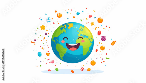 Happy Earth Day Celebrating Our Planet with Joy and Confetti