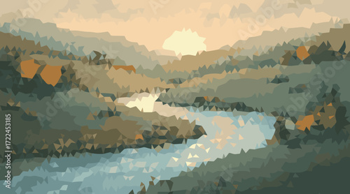 Mountain river landscape abstract water