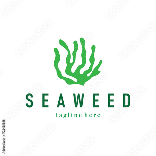 seaweed logo with a simple minimalist concept of ocean plant fish, design, symbol, illustration, template