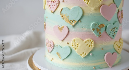 Decorated cake with heart design