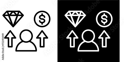 Value Proposition  Icon Set White Style Collection
