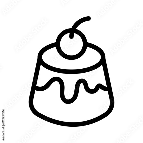 Pudding Line Icon of Dessert Types Icon Set