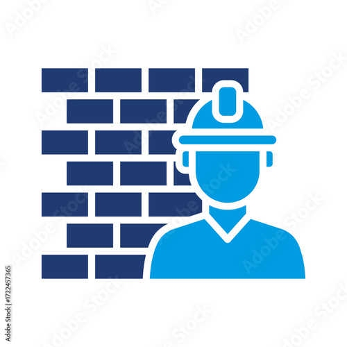 Builder Icon Vector Illustration Blue Version
