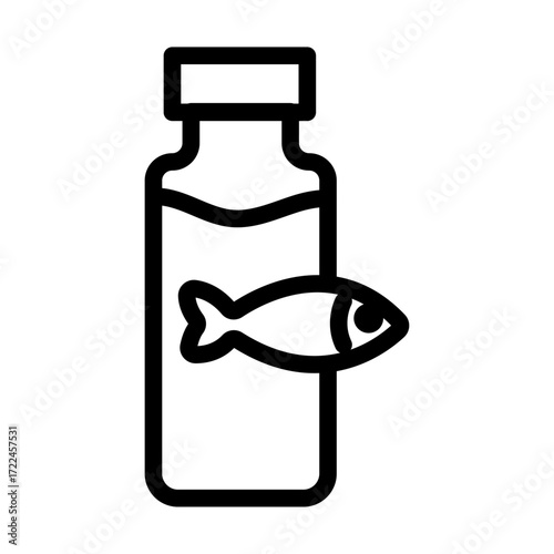 Nutrient Bottle and Fish Line Icon of Aquaponics Icon Set