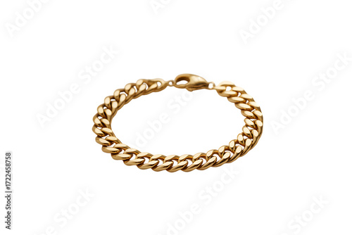 Luxurious tri-color gold cuban link bracelet elegant jewelry accessory for men and women isolated on transparent background