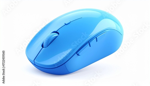 A wireless blue optical mouse 3d icon