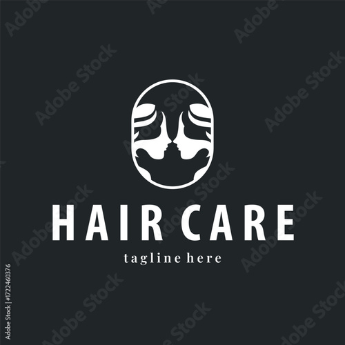hair care logo design illustration beauty woman hair with care illustration symbol icon template design