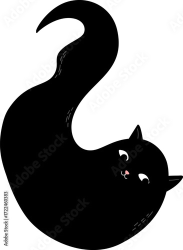 A black cat in a playful pose