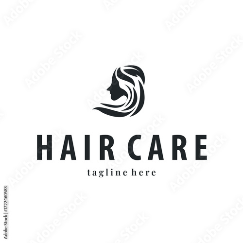 hair care logo design illustration beauty woman hair with care illustration symbol icon template design