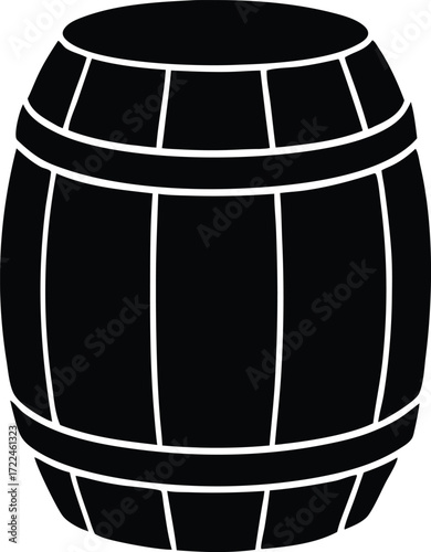 barrel beer keg symbol vector, vintage barrel silhouette illustration
