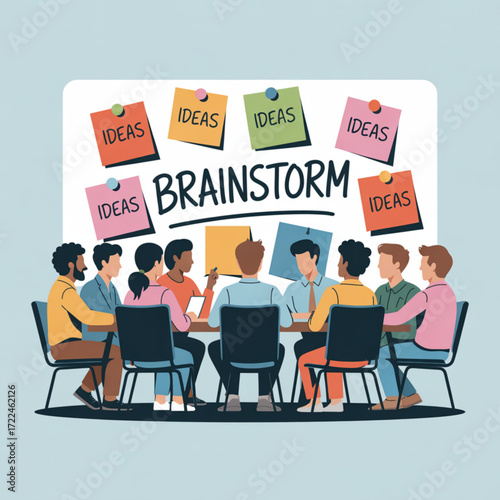 Brainstorming session teamwork collaboration meeting ideas generation business strategy creative problem solving