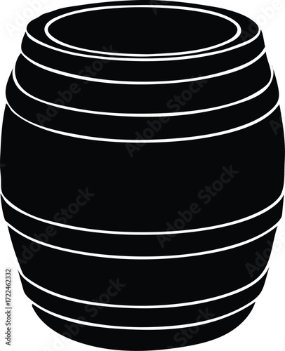 barrel oak drum silhouette vector, industrial tank icon illustration
