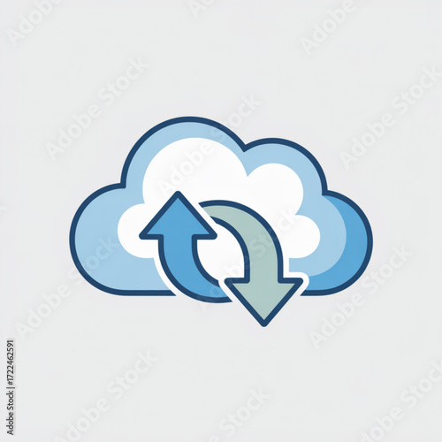Cloud computing data transfer and synchronization backup and restore service illustration vector graphic design