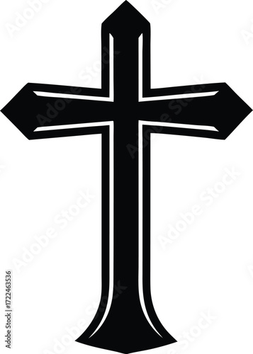 cross icon silhouette vector, christian crucifix illustration
