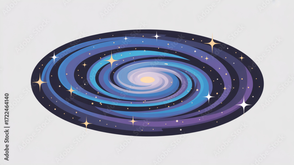 Galaxy illustration of spiral galaxy with stars and cosmic dust for space exploration and astronomy design