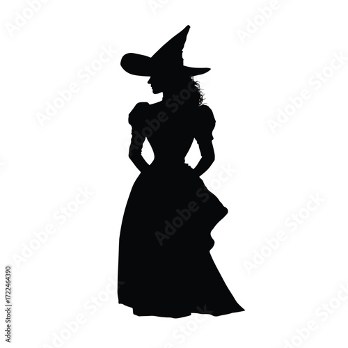 Collection of glinda the good witch silhouettes in various poses isolated on white background