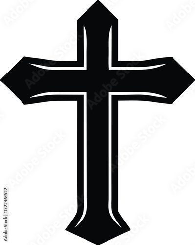 cross icon faith religion symbol vector, church cross illustration
