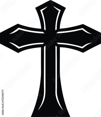 cross icon faith religion symbol vector, church cross illustration
