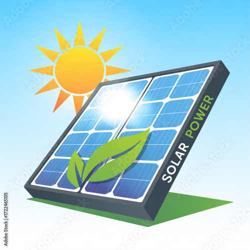 Solar panel energy illustration for green power generation and renewable energy resources for sustainable living