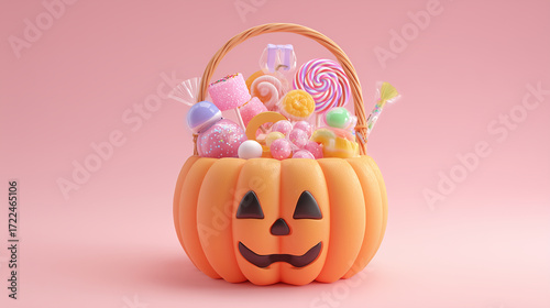 사탕이 담겨있는 호박 바구니